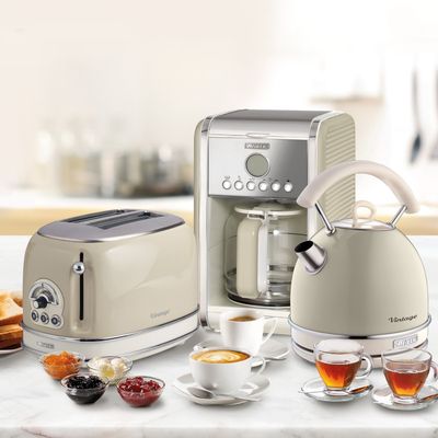 ARIETE Vintage ARPK13 Toaster, Kettle & Coffee Machine Bundle - Beige, White