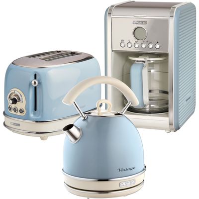 ARIETE Vintage ARPK15 Toaster, Kettle & Coffee Machine Bundle - Blue