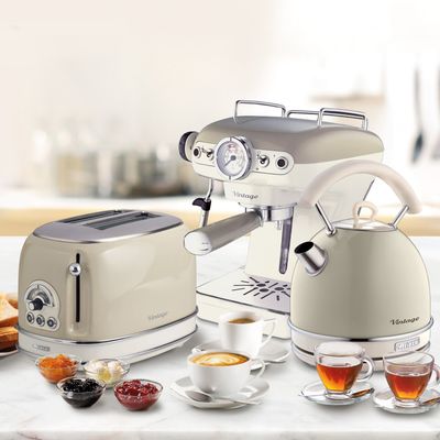 ARIETE Vintage ARPK16 Toaster, Kettle & Coffee Machine Bundle - Beige, White