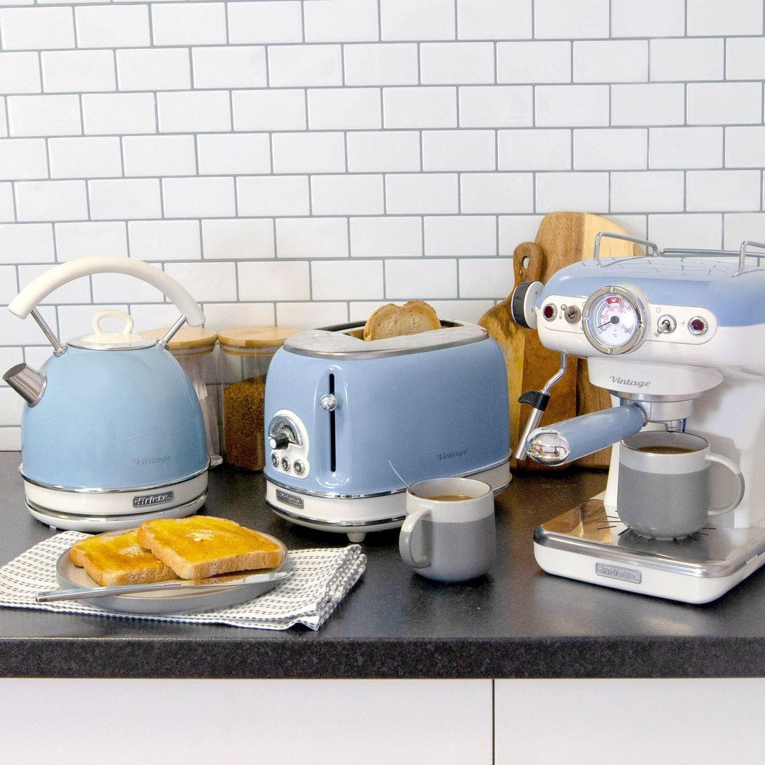 ARIETE Vintage ARPK18 Toaster, Kettle & Coffee Machine Bundle - Blue - Image 1