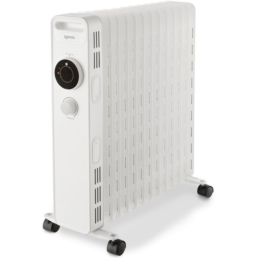 Igenix Portable 2.5Kw Manual Oil Filled Radiator - White - Image 1