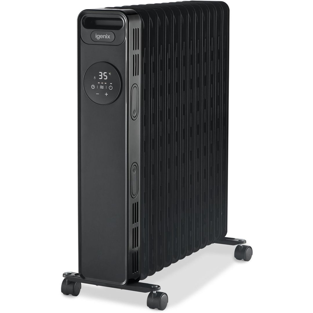 Igenix Portable 2.5Kw Digital Oil Filled Radiator With 24 Hour Timer - Black - Image 1