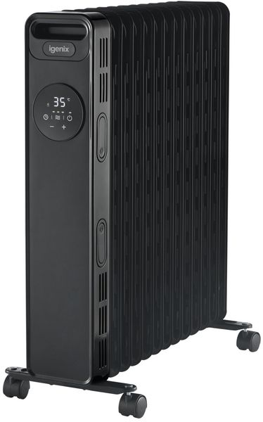 Igenix Portable 2.5Kw Digital Oil Filled Radiator With 24 Hour Timer - Black - Thumbnail 2