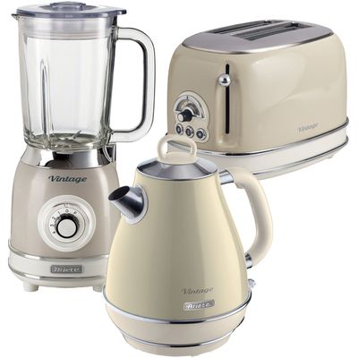 ARIETE Vintage ARPK22 2-Slice Toaster, Jug Kettle & Blender Bundle - Beige, White