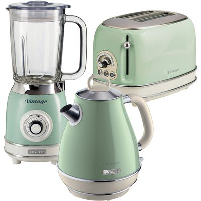 ARIETE Vintage ARPK23 2-Slice Toaster, Jug Kettle & Blender Bundle - Green, Green