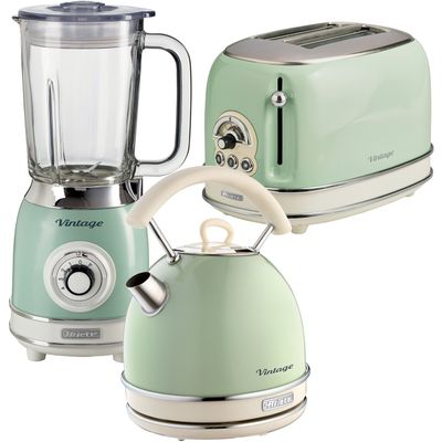 ARIETE Vintage ARPK26 2-Slice Toaster, Traditional Kettle & Blender Bundle - Green, Green