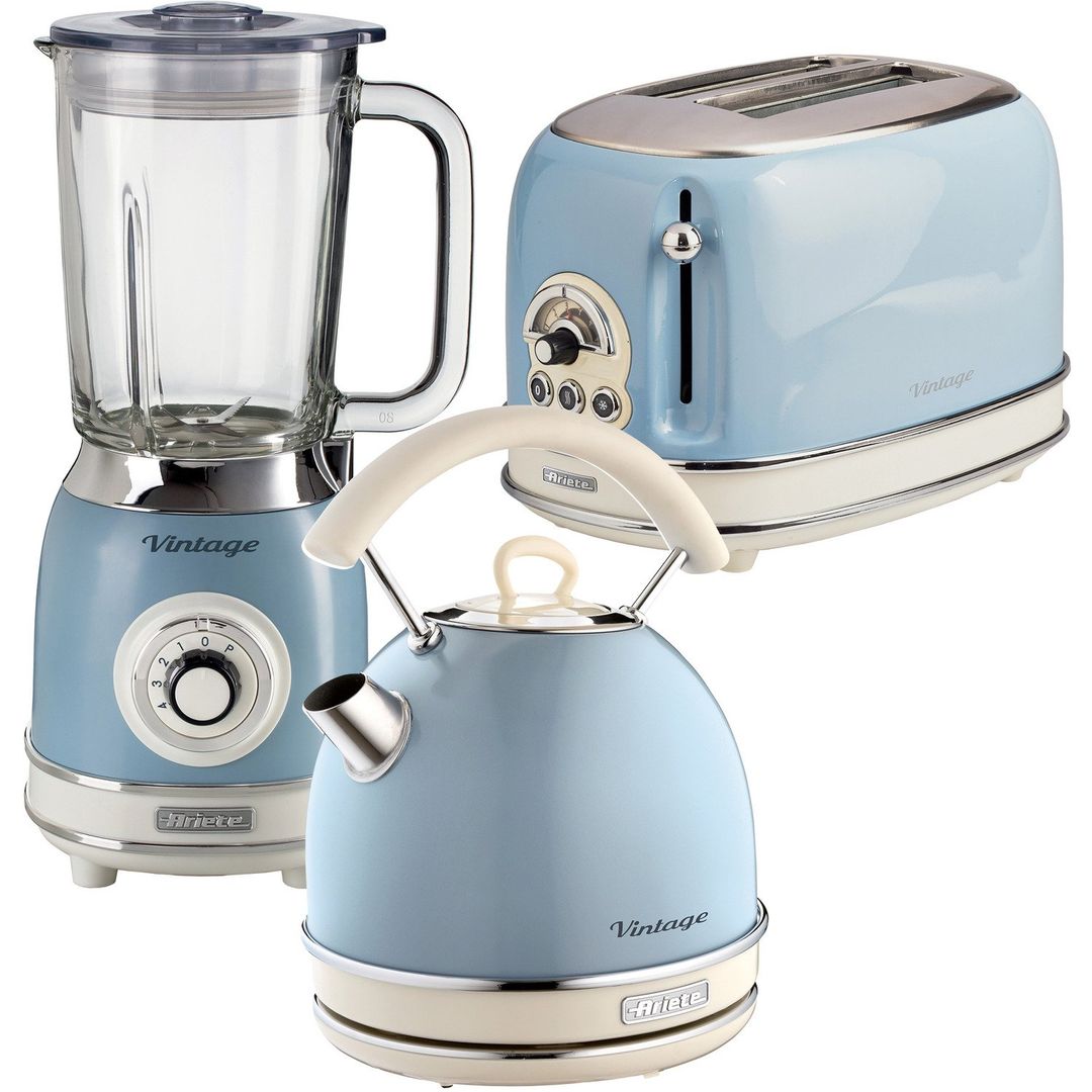 ARIETE Vintage ARPK27 Toaster, Kettle & Blender Bundle - Blue - Image 1