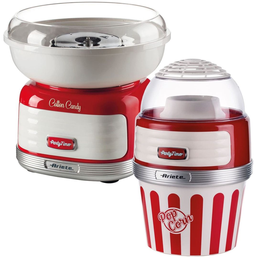 ARIETE Party Time ARPK42 Cotton Candy & Popcorn Maker Set - Red - Image 1
