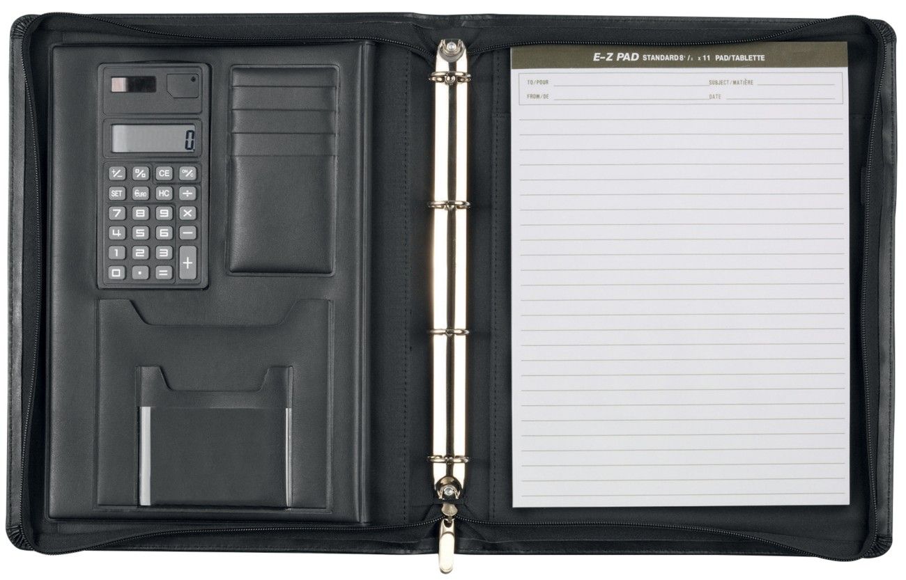 Monolith Leather Look Zipped Ring Binder with A4 Pad A4 Black 2827 - Image 1