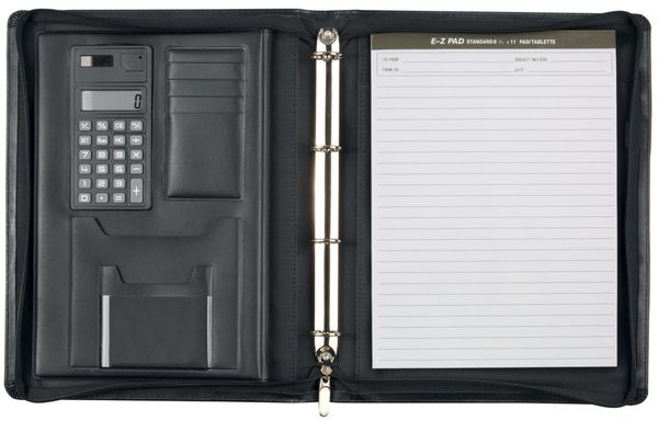 Monolith Leather Look Zipped Ring Binder with A4 Pad A4 Black 2827