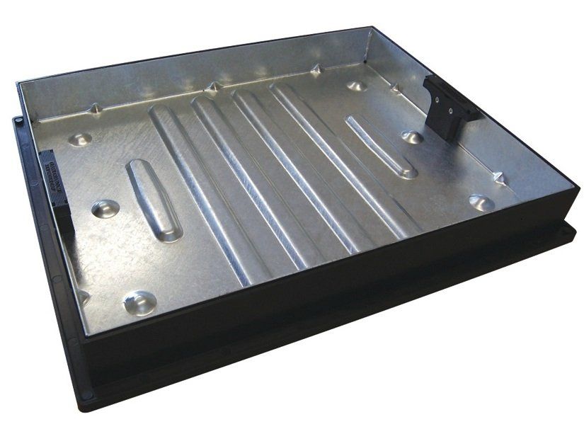 Clark-Drain Galvanised Steel 10 Tonne Manhole Cover and Frame Driveway Block Paviour Recessed Tray 450mm x 600mm - Image 1