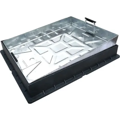 Clark-Drain Galvanised Steel 10 Tonne Manhole Cover and Frame Driveway Block Paviour Recessed Tray 450mm x 600mm - Thumbnail 2