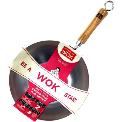 School of Wok by Dexam 10.5"/27cm Uncoated Carbon Steel Wok - Carbon Steel