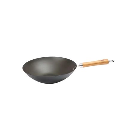 School of Wok by Dexam 10.5"/27cm Pre-Seasoned Carbon Steel Wok - Black - Thumbnail 2