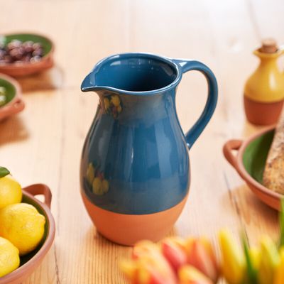 Dexam Sintra Glazed Terracotta Jug - Ink Blue - Ink Blue - Thumbnail 2