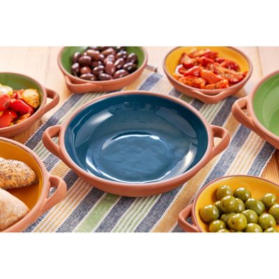 Dexam Sintra Large Glazed Terracotta Tapas Dish - Ink Blue - Ink Blue