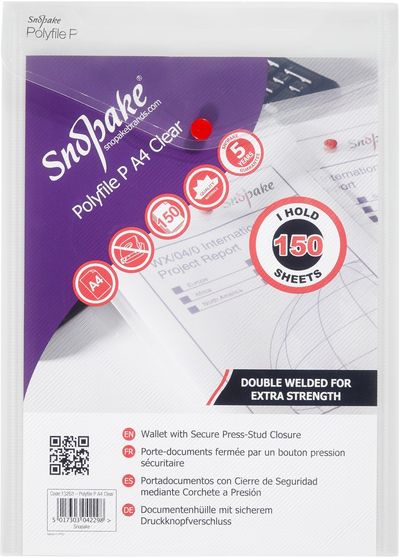 Snopake Polyfile P - A4 Clear Polypropylene (PP) Transparent