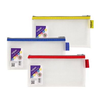Snopake Mesh Zippa Bag Eva Dl 300 Micron Assorted Colours (Pack 3) - 15817