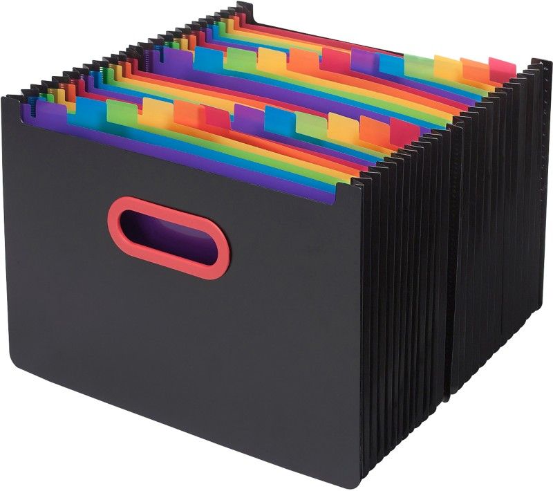 Snopake Rainbow and Black Desk Expander Polypropylene A4 24 Part Black - 15852 - Image 1
