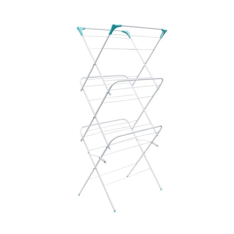 Three-Tier Folding Concertina Laundry Washing Clothes Horse Airer - White - Image 1