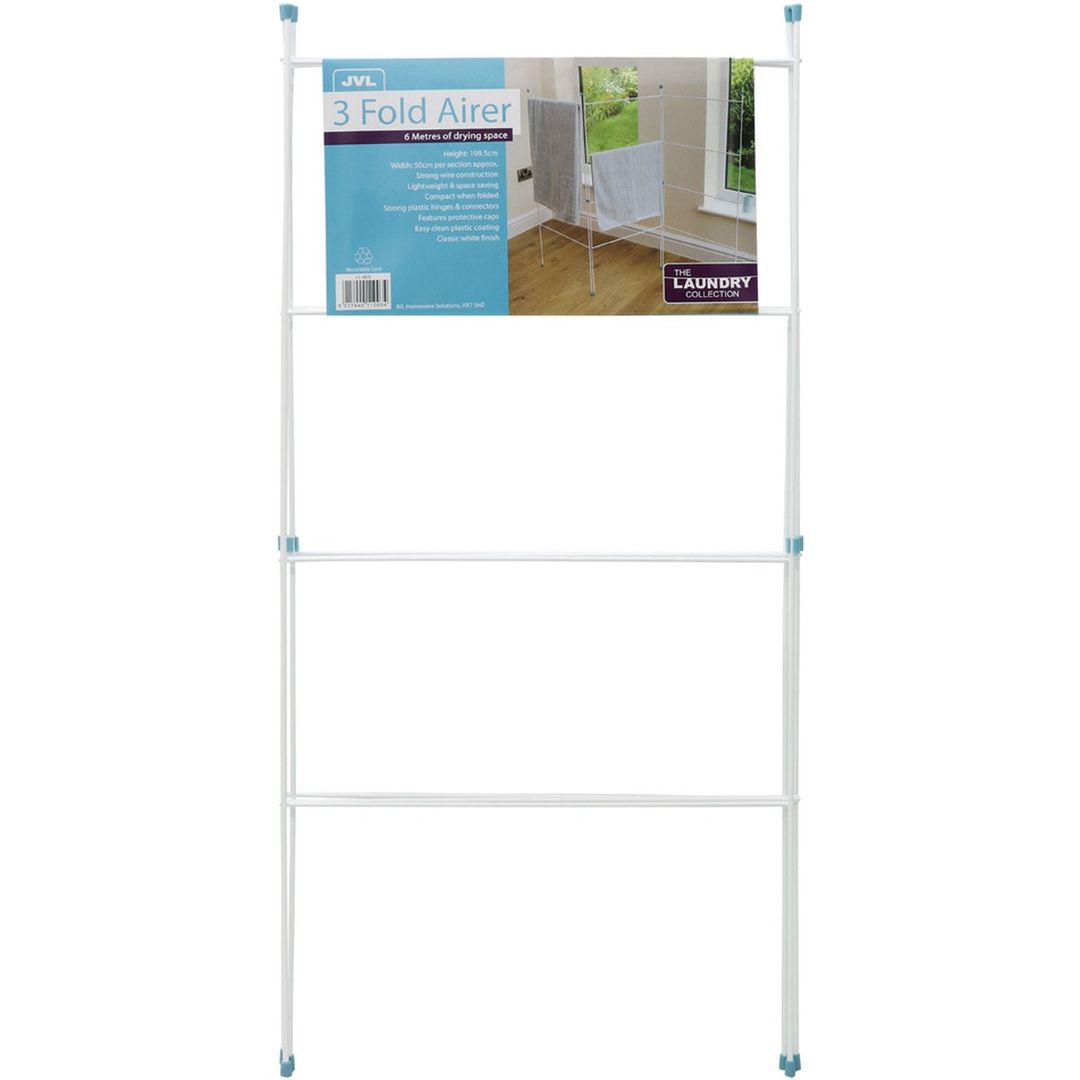Indoor and Outdoor Three Panel Folding Clothes Airer - Aqua - Image 1