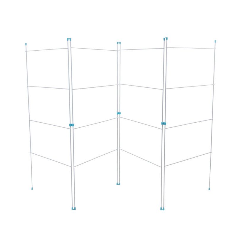 Indoor and Outdoor Four Panel Folding Clothes Airer - White - Image 1