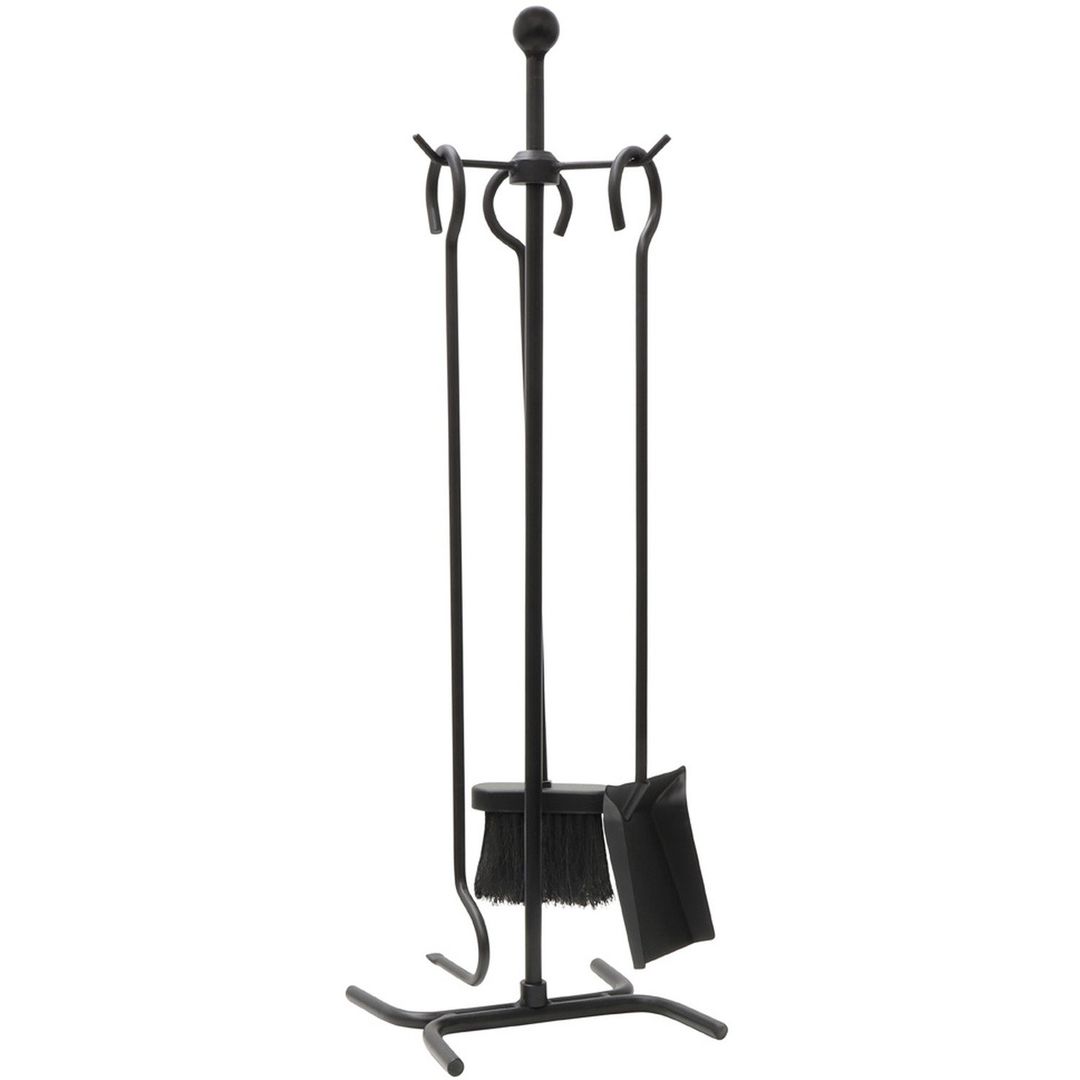 JVL 3 Piece Edale Contemporary Fireside Companion Set - Black - Image 1