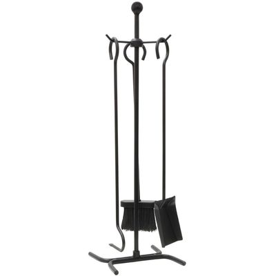 JVL 3 Piece Edale Contemporary Fireside Companion Set - Black