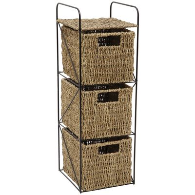 Seagrass 3 Drawer Storage Tower - Brown