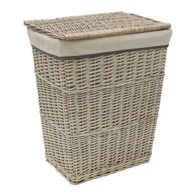 Arianna Rectangular Tapered Willow Basket - Grey