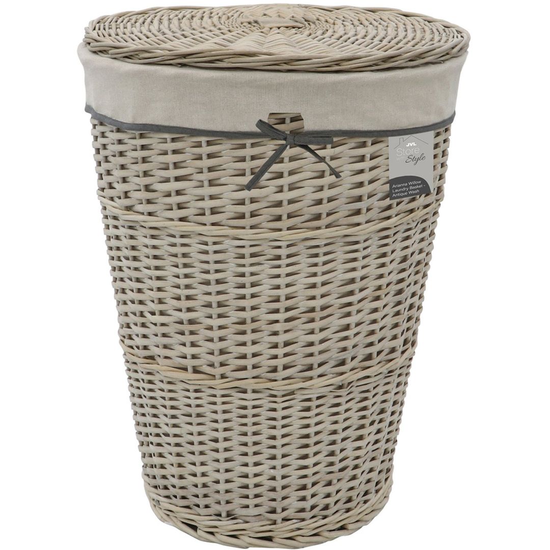 Arianna Round Tapered Willow Basket - Grey - Image 1