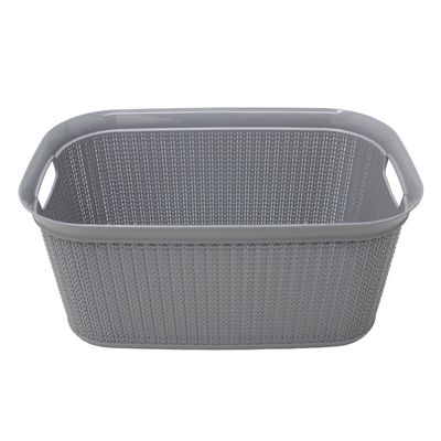 38L Knit Design Linen Washing Basket with Handles Grey - Grey