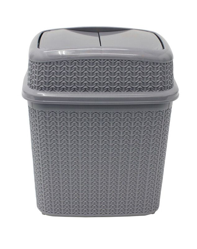Knit Design Loop Plastic 10 Litre Push Top Bin - Grey / 32.5cm / 10l - Image 1