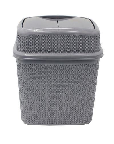 Knit Design Loop Plastic 10 Litre Push Top Bin - Grey / 32.5cm / 10l