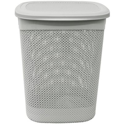 52L Droplette Design Plastic Laundry Basket - Silver