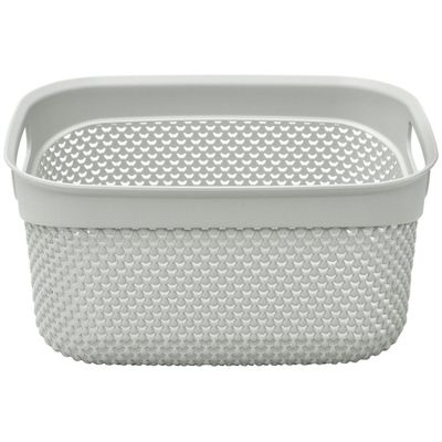 6.6L Droplette Design Plastic Storage Basket - Grey