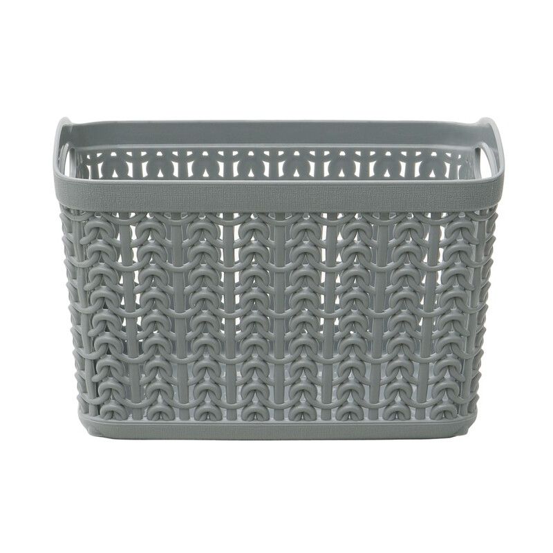 Grey Knit Design Loop Plastic Set of 3 Storage Box 1.5L - Grey - Image 1