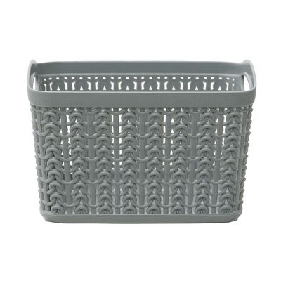 Grey Knit Design Loop Plastic Set of 3 Storage Box 1.5L - Grey