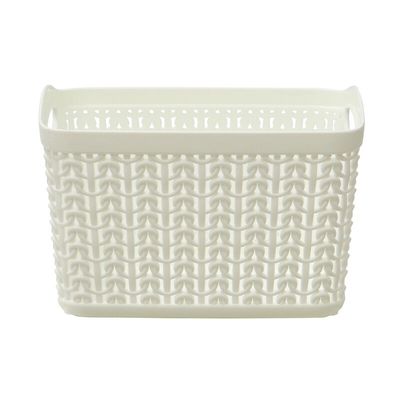 White Knit Design Loop Plastic Set of 3 Storage Box 1.5L - White