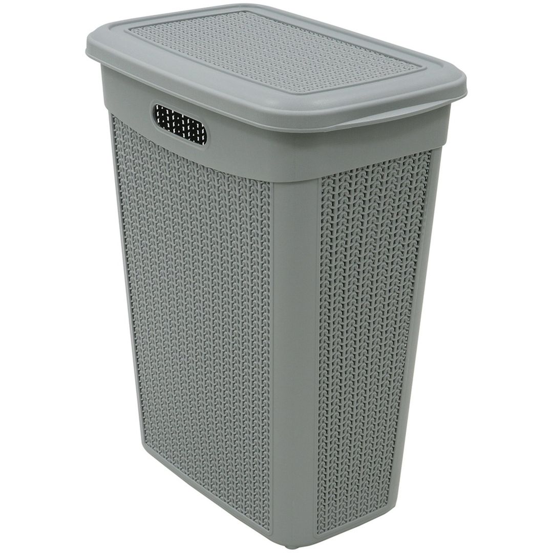 43L Knit Design Slim Laundry Basket Grey - Grey - Image 1
