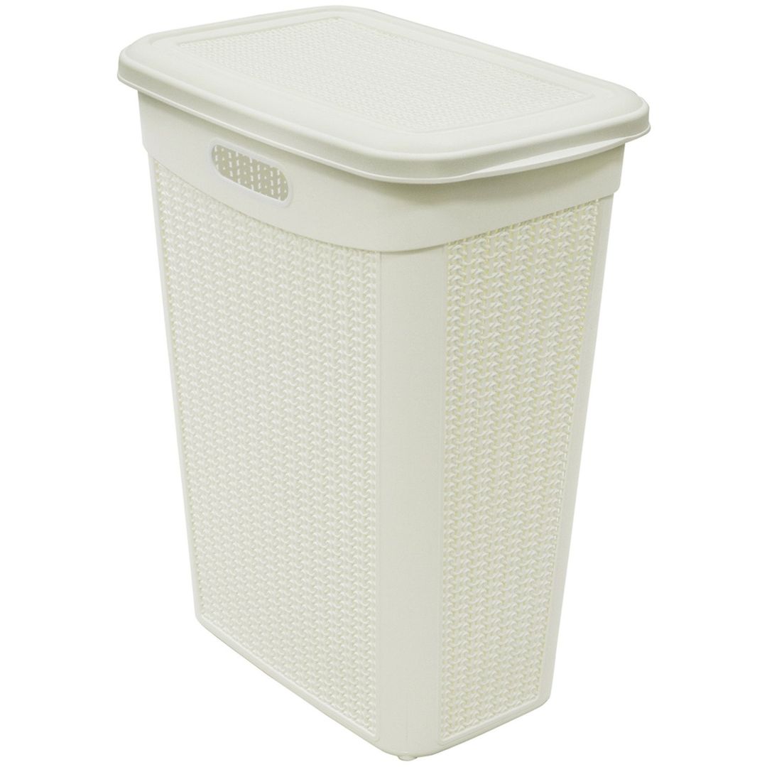 43L Knit Design Slim Laundry Basket White - White - Image 1