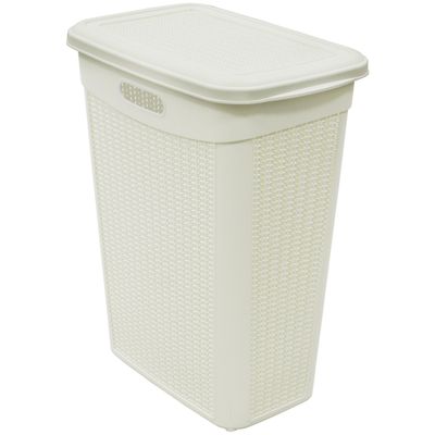 43L Knit Design Slim Laundry Basket White - White