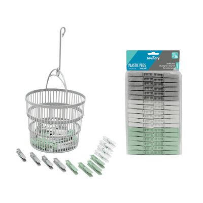 Plastic Clothes Pegs - 100 Pack for Laundry - Assorted / 15.5cm