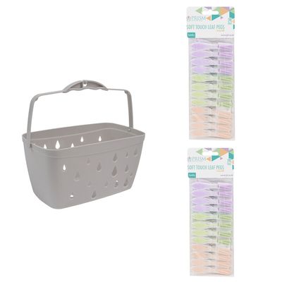 Prism Soft Touch Leaf Clothes Pegs - 24 Pack - Assorted / 15.5cm