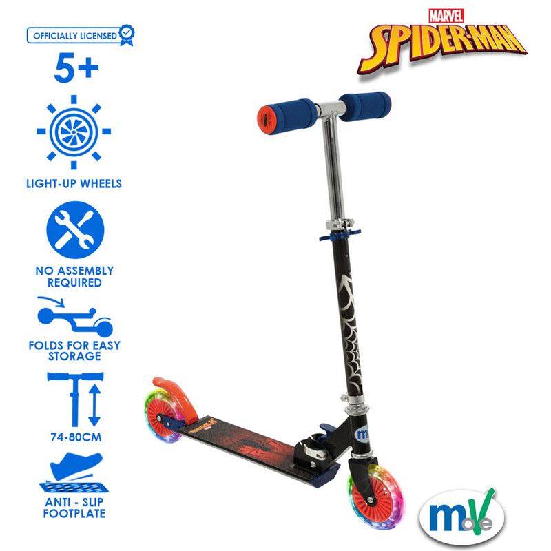 Spiderman Folding Inline Scooter with Light Up Wheels - Image 1