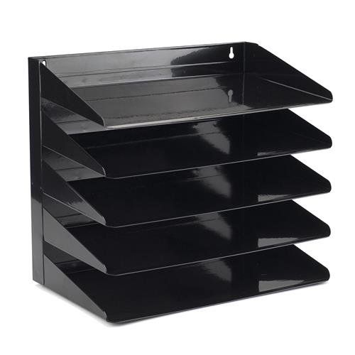 Avery 5-Tier Steel Letter Tray Rack A4/Foolscap Landscape Black - 605S - Image 1