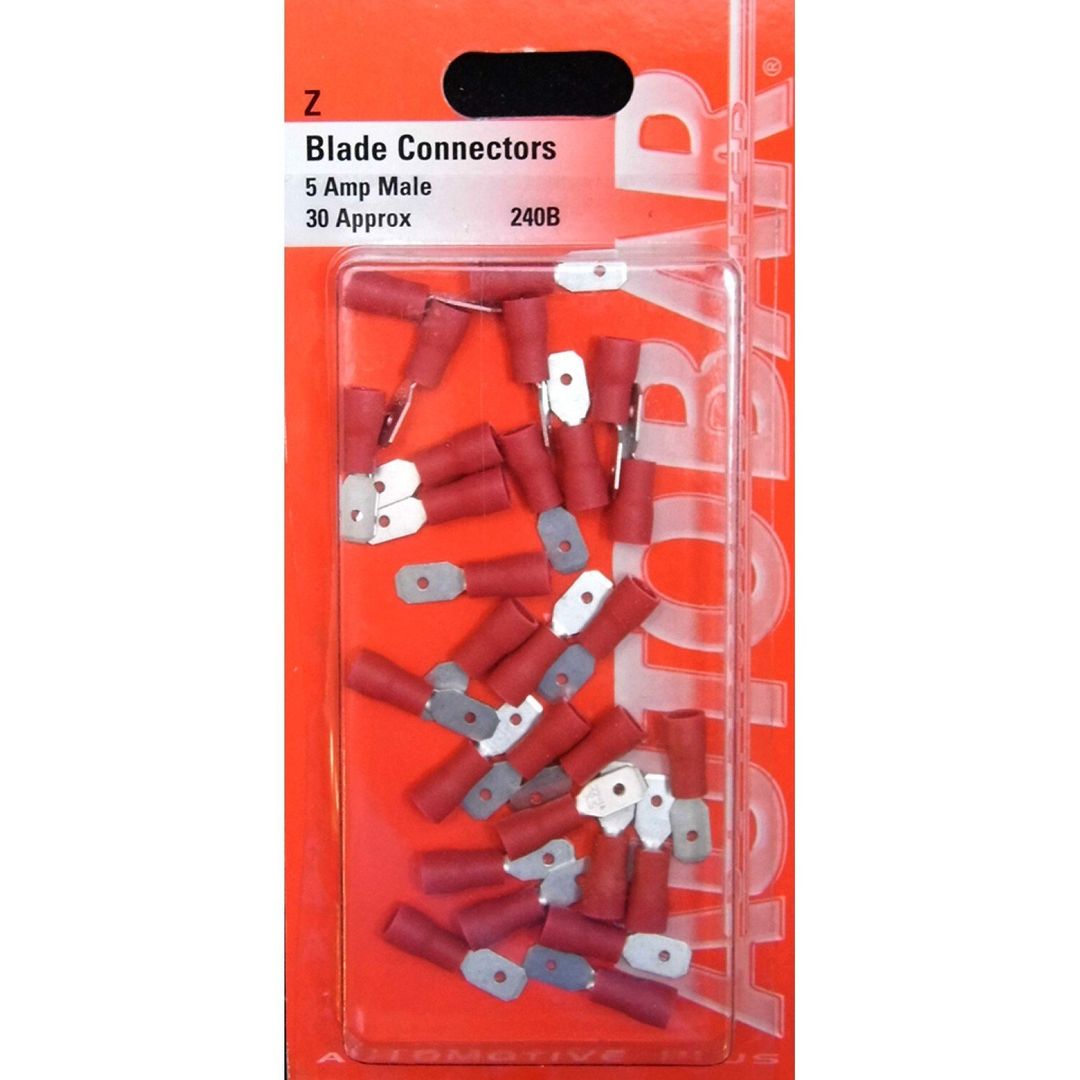 Pack of 30 Autobar Male Blade Connectors - Red - Image 1