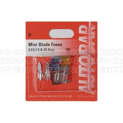 Autobar Assorted Mini Blade Fuses 3 4 5 7.5 & 25 Amp | 486 | Euro Car Parts