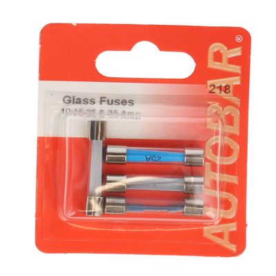 Autobar Assorted 10/15/25 & 35 Amp Glass Fuses 4 Pack