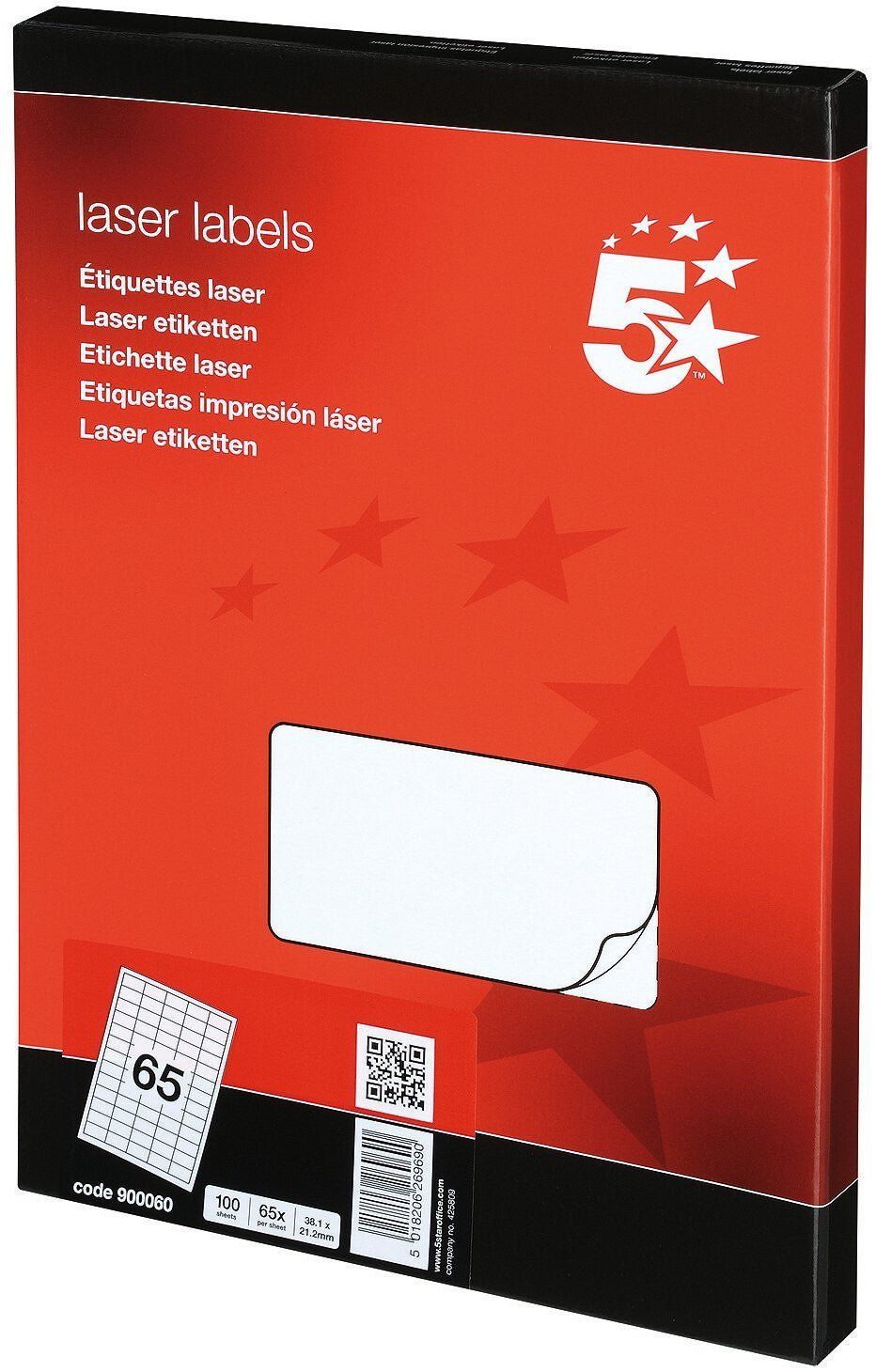 5Star 900060 self-adhesive label Rectangle Removable White 6500 pc(s) - Image 1
